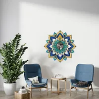 Décoration murale Mandala en métal personnalisée, style Art déco, tons terreux, bohème, pour salon et chambre à coucher