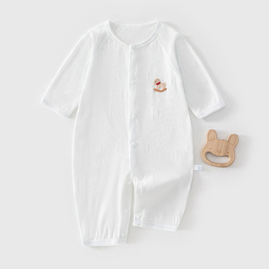 Body de Bebé de Manga Larga, Fibra Modal, Delgado, Transpirable, Unisex, Ropa de Dormir para Recién Nacido con Bordado de Pato - Product Image 1