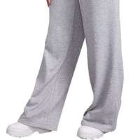 Pantalon de survêtement gris en coton pour femme, taille haute, coupe large, avec cordon de serrage, décontracté, ample, longueur intégrale, couleur unie
