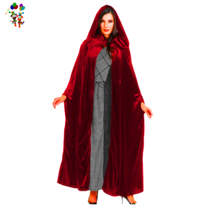 Costume da donna in velluto con cappuccio di colore <span class=keywords><strong>rosso</strong></span> scuro con HPC-2310 - Product Image 1