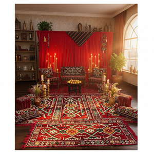 Meubles de salon de maison de Style traditionnel siège en bois antique oriental tufté caractéristique pour la décoration ou le stockage de Salon au henné - Product Image 3