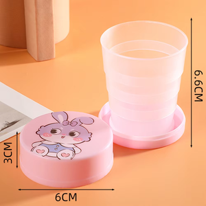 Tasse pliante de 100ML avec couvercle, tasse à eau en plastique réutilisable et portable, tasse à rince-bouche pliable de dessin animé, tasse à boire pour voyage et extérieur - Product Image 4