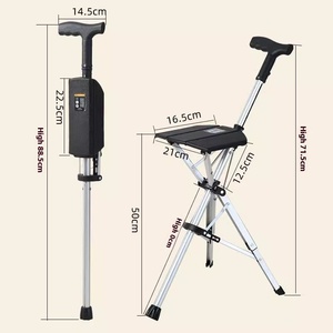 Ultra-Light Aluminum Alloy Electric Crutch <b>Stool</b> Portable Folding Multifunctional Non-Slip Belt Elderly Cane Chair - Product Image 2