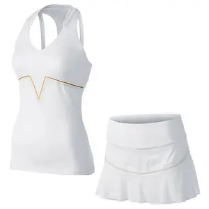 Vêtements de sport pour femme, débardeur sculpté, en Polyester spandex, mini jupe respirante de tennis, blanc, collection été