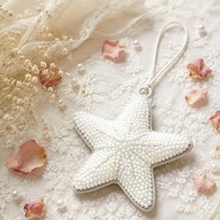 Pendentif étoile colombe ange en perles de riz blanc pur ; Décoration suspendue faite main de style minimaliste en perles ; Accessoire européen et américain