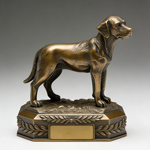 Trofeo de <span class=keywords><strong>Perro</strong></span> de Resina con Aspecto de Bronce - Placa Personalizable con Grabado, Escultura Detallada de Retriever, Base de Laurel, Ideal para <span class=keywords><strong>Premios</strong></span> de Exhibición de Mascotas - Product Image 1