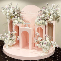 Arche de toile de fond en PVC personnalisée pour événements festifs, décoration de scène vintage pour mariage, support de toile de fond en acrylique blanc avec guirlande florale – Grande Vente