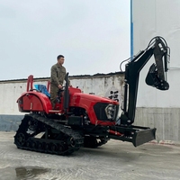 Tracteur agricole tout-terrain à chenilles pour vergers montagneux, avec rotoculteur pour labour profond et puissance multi-niveaux