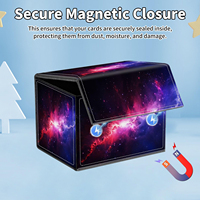 Boîte de rangement en cuir PU pour 100 cartes à double pochette, étui magnétique pour jeux de société TCG