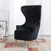 Vente en gros de fauteuil d'appoint de luxe à dossier haut chaise de salon de loisirs en velours rembourré pour bureau à domicile hôtel pour appartement villa