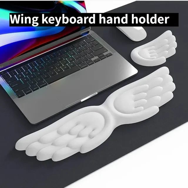 Keyboard Mouse Wrist Rest Angel Wing Memory Foam Mouse Pad Set Wrist Support Ergonomic Non-Slip for Computer Laptop Easy Typing