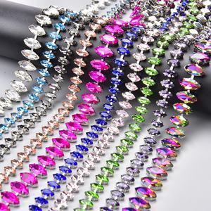 Mode coloré cheval oeil <span class=keywords><strong>verre</strong></span> strass métal garniture <span class=keywords><strong>Marquise</strong></span> feuille cristal chaîne bricolage collier vêtements appliques accessoires - Product Image 3