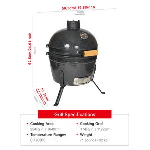 SEB Barbacoa en forma de huevo Kamado de 16 pulgadas en cerámica Kamado <span class=keywords><strong>Asador</strong></span> Parillas de carbón Camado - Product Image 2