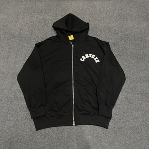 <span class=keywords><strong>Felpa</strong></span> <span class=keywords><strong>con</strong></span> Cappuccio Oversize Unisex <span class=keywords><strong>con</strong></span> Zip Grigio/Nero per Ricamo Lettering, Stile Casual Streetwear, Eco-Friendly, Antivento, Autunnale - Product Image 3