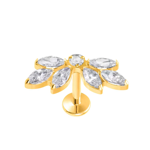 Piercing Labret, Anillos de <span class=keywords><strong>Nariz</strong></span> con Forma de Flor, Joyería de Titanio Dorado con Rosca Interna, Hipoalergénica, para Bodas y Compromisos - Product Image 4