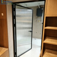 Porte en aluminium à battants pour salle de bain, étanche et résistante à l'humidité, avec porte en verre