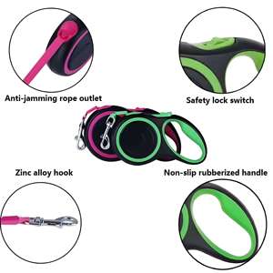 Laisse de chien rétractable de 5 mètres, rose et noire, classique, simple, élégante, de luxe, à dégagement rapide, design durable, accessoire personnalisé - Product Image 3