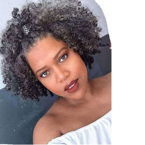 Накладной хвост-пучок Shake Go Grey Kinky Brazilian Virgin Remy из натуральных человеческих волос, на клипсах, на завязках, афро-пучок, чиньон, яки, DIVA, 140 г, без - Product Image 1