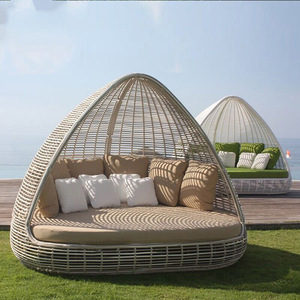 Lettino personalizzato giorno rattan mobili <span class=keywords><strong>da</strong></span> giardino all'aperto chaise longue in vimini comodo lettino <span class=keywords><strong>da</strong></span> <span class=keywords><strong>spiaggia</strong></span> rotondo con lettino a baldacchino - Product Image 4