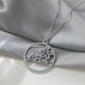 Collana Della <span class=keywords><strong>Mamma</strong></span> in acciaio inossidabile Vintage Flower Mama pendenti Collana girocollo squisita per regali per la madre - Product Image 3
