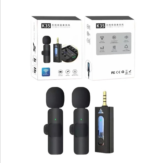 K35 Mini Wireless 3.5mm Jack Microphone 2 in 1 Handheld Stereo Loudspeaker for Camera Portable and Convenient Use