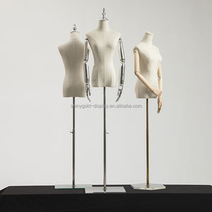 Tienda de ropa Moda <span class=keywords><strong>Dama</strong></span> Vestido de exhibición Forma Torso Modelo Mujeres Parte superior del cuerpo Lino Medio cuerpo Maniquíes femeninos con base acrílica - Product Image 3