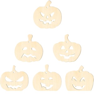 60 décorations artisanales en bois ajourées en forme de citrouille non finies avec cordon pour les fêtes d'automne - Product Image 4