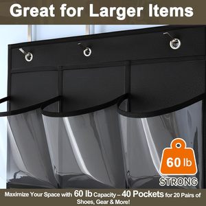 Over The Door Shoe Organizer 40 Pockets Clear PVC Hanging Storage For Closet Bathroom Multifunctional Foldable Lightweight - Product Image 6