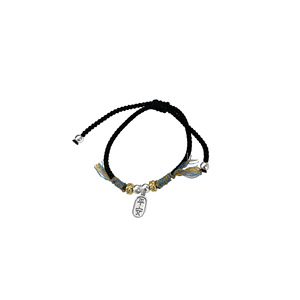 S925 Sterling Silver Braided <b>Rope</b> <b>Bracelet</b> With Health Charm Unisex Everyday Wear Mixed Materials Weaving Tassel Design - Product Image 5