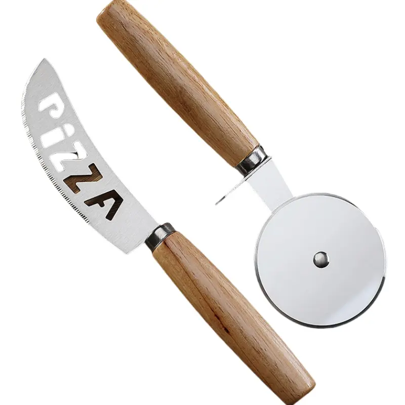 Wholesale Stainless Steel Cheese Knife Set Cheese Knives Makes a Desirable Tool Wheel Pastry Cutter with Wood Handle