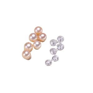 WENCHI DIY Style S925 Sterling <b>Silver</b> Grape Earrings 3-4mm Flat Pearls Gold Plated Pearl Accessories Holder Fashionable - Product Image 3