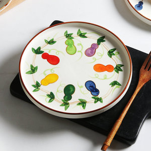 Platos de cerámica pintados a mano con forma de calabaza, redondos, con acabado bajo esmalte, estilo oriental, para uso doméstico. - Product Image 4
