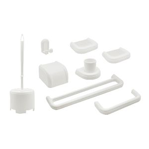 Ensemble de salle de bain Imma Series 8 pièces blanc, longueur 60 cm, avec barre porte-serviettes et porte-savon pour salles de bain - Product Image 1