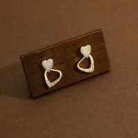 Tendances Accessoires Féminins, Boucles d'Oreilles Pendantes Assorties Cœur, Feuille, Planète, Croix, Chaîne, Serties de Zirconium Cubique, Plaqué Or