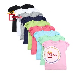 Maglietta per Bambina con Maniche a Sbuffo in Poliestere 100% per Sublimazione, Abbigliamento per Bambini OEM, <span class=keywords><strong>T</strong></span>-<span class=keywords><strong>shirt</strong></span> per Bambine - Product Image 3