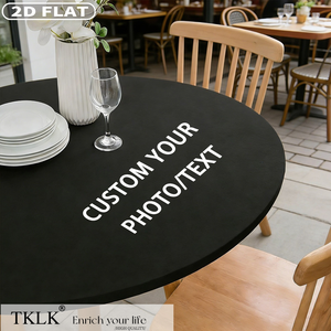 Funda de mesa redonda ajustable de spandex elástico para cócteles, personalizada <span class=keywords><strong>con</strong></span> foto, texto o logotipo - Product Image 1
