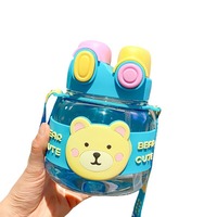 Bouteille d'eau de 1 litre pour filles, grande capacité, motif ours nuage, avec paille, pour l'été, gourde portable pour enfants