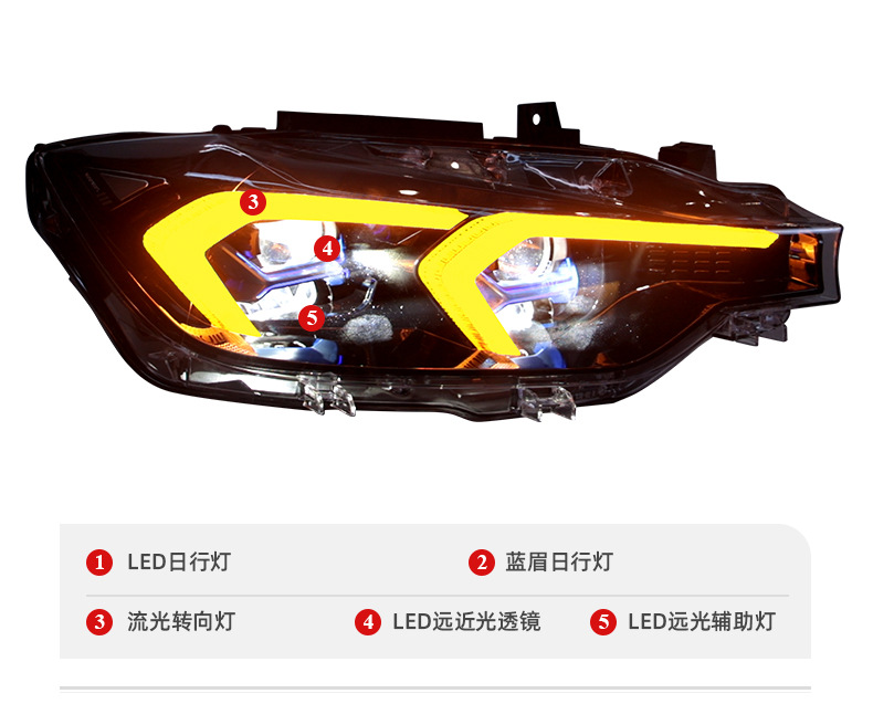 halogen upgraded led lens headlight assembly