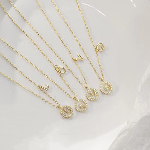 Collana da donna in rame con catena a bambù, 26 lettere inglesi, diamanti completi, regalo creativo personalizzato per la fidanzata, la migliore amica - Product Image 3