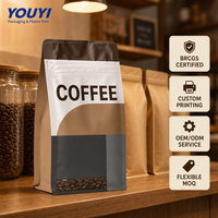 Sachets transparents pour snacks avec logo personnalisé, conformes aux normes alimentaires pour fruits secs, faible MOQ, couleur et taille personnalisables pour grains de café premium