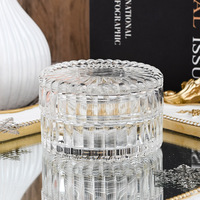 Récipient à bougie en verre votif avec couvercle, petit pot en verre transparent, vente en gros