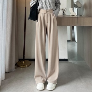 Pantalones de Cintura Alta, Holgados, de Pierna Ancha, Estilo Vintage, de Poliéster y Elastano para Mujer, Primavera/Otoño 2025, Nuevo Estilo, para Mujeres de Baja Estatura, Pantalones de Alta Gama - Product Image 4