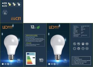 Led nhựa mạ nhôm bóng đèn A60 hộ gia đình siêu sáng E27 B22 vít miệng trắng ánh sáng ấm áp tiết kiệm năng lượng bóng đèn DOB LED - Product Image 4