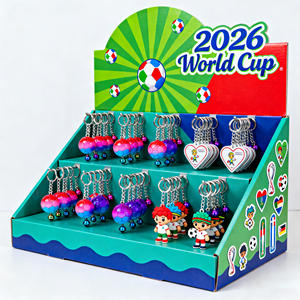 Ripiano personalizzato 2026 stile coppa del mondo di calcio scatola di esposizione in PVC portatile pieghevole appesa portachiavi giocattoli adesivo Stand - Product Image 1