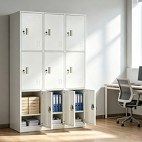 Casier de rangement moderne robuste en acier pour écoles, gymnases, entrepôts et bureaux, 9 portes, 3 niveaux, personnalisable