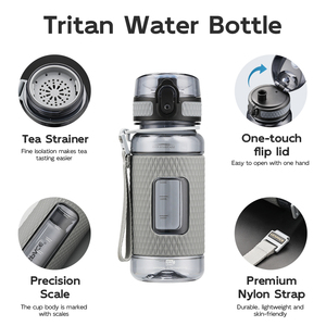 Bouteille d'eau réutilisable Tritan 520 ml sans BPA pour étudiants, avec infuseur à thé, corde et ouverture pour boire directement - Logo personnalisé - Product Image 2