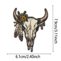 Parches Bordados al Estilo Retro Americano del Oeste, con Diseño de Toro, Calavera, Pistola, Rosa y Cactus, Adhesivos Termoadhesivos con Logotipo Personalizado, Venta al Por Mayor