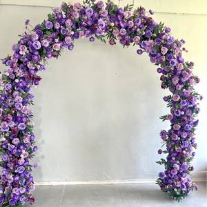 Arco de flores en forma de U de seda morada lujosa, adecuado para decoración de bodas y eventos. - Product Image 5