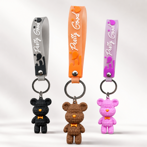 Cute Silicone Bear Keychain Cartoon Animal <b>Key</b> <b>Ring</b> Soft Rubber <b>Bag</b> Charm Pendant Gift Accessory for Kids Women OEM Wholesale - Product Image 1