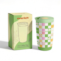 Mug de bureau isotherme 12 oz, tasse à café en acier inoxydable anti-fuite avec couvercles à pression pour boissons chaudes et froides longue durée